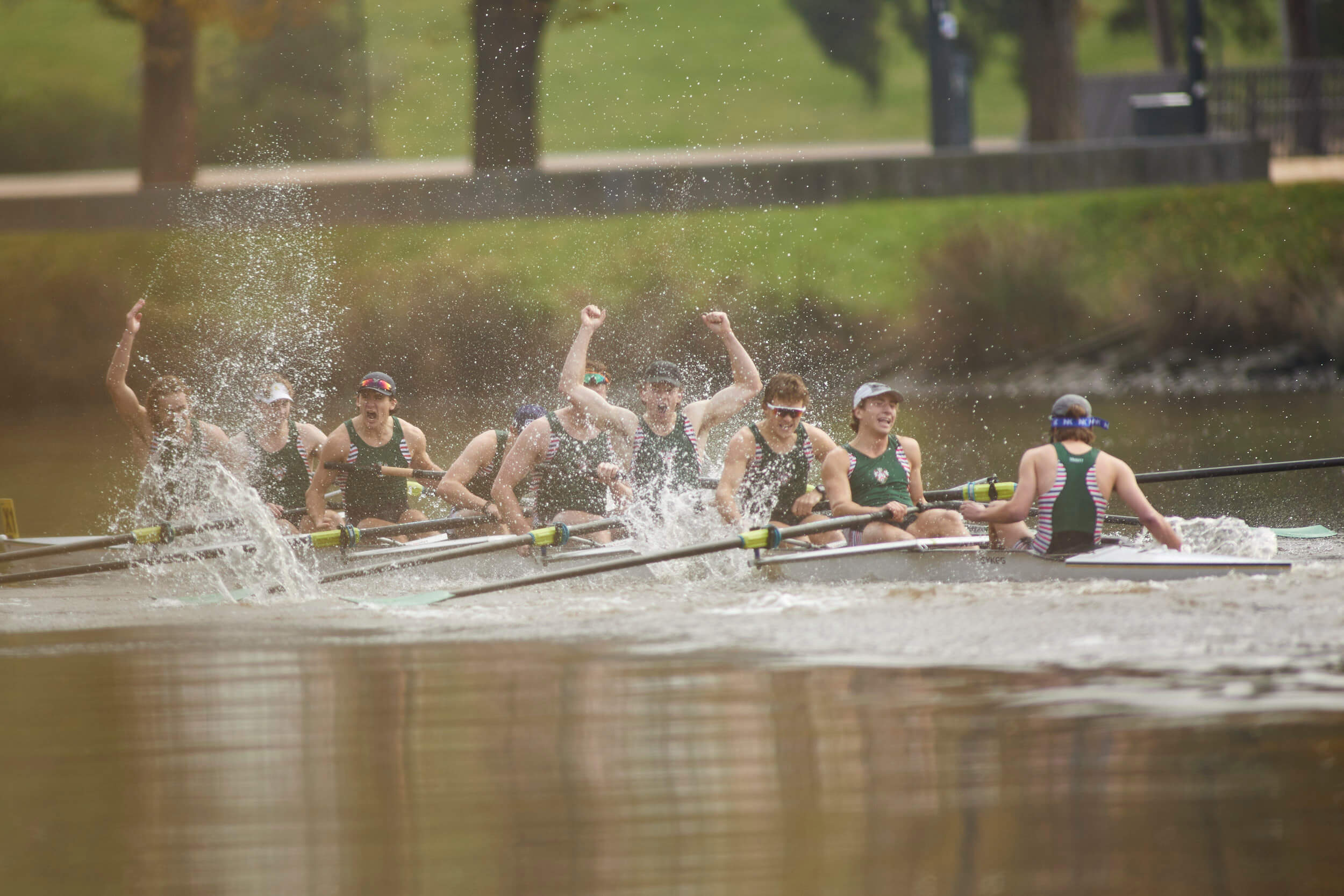 Students rowing